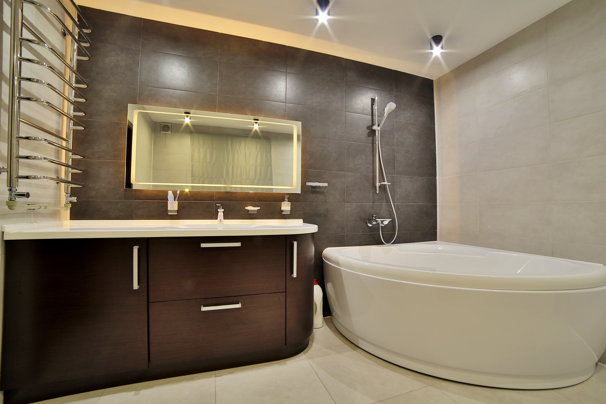 Luxury bathroom in the french style in the house. bathroom interior.